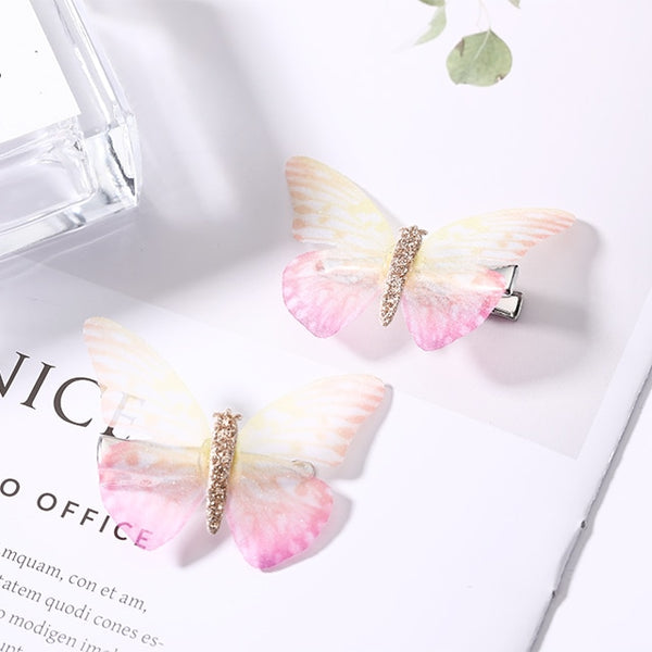 2Pcs/Pack Girls Beautiful Colorful Simulation Butterfly Hair Clips Sweet Hair Ornament Headband Hairpins Kids Hair Accessories