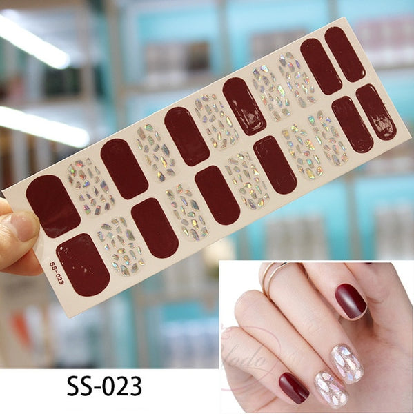 NEW STICKERS 22 Tips Beauty Nails DIY Adhesive Decal Nail Stickers Sliders Decoration Nails Art Accessories for Women Salon