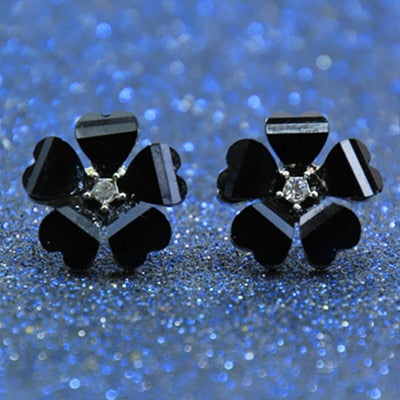 E0133 New Arrival Pink Flower Stud Earrings Korean Style Sweet Cute Earrings For Women Beautiful Crystal Accessories Girl's Gift