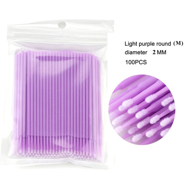 100Pcs/bag Disposable MicroBrush Eyelashes Extension Individual Lash Removing Swab Micro Brush For Eyelash Extension Tools