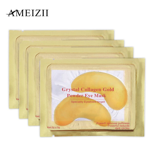AMEIZII 2Pcs=1Pair 24K Gold Crystal Collagen Eye Mask Eye Patches For Eye Care Dark Circles Remove Anti-Aging Wrinkle Skin Care