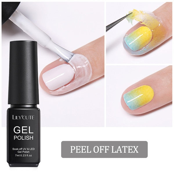 LILYCUTE 5ml White Peel Off Liquid Tape Odor-free Nail Edge Skin Care Cold-resistant Nail Art Gel Varnish Manicure Tool