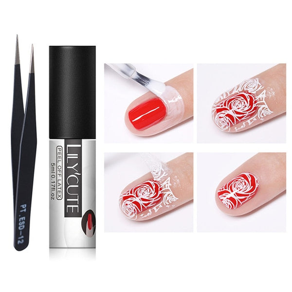 LILYCUTE 5ml White Peel Off Liquid Tape Odor-free Nail Edge Skin Care Cold-resistant Nail Art Gel Varnish Manicure Tool