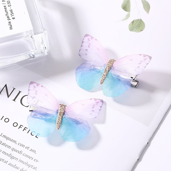 2Pcs/Pack Girls Beautiful Colorful Simulation Butterfly Hair Clips Sweet Hair Ornament Headband Hairpins Kids Hair Accessories