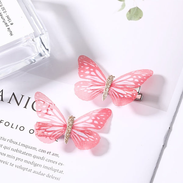 2Pcs/Pack Girls Beautiful Colorful Simulation Butterfly Hair Clips Sweet Hair Ornament Headband Hairpins Kids Hair Accessories