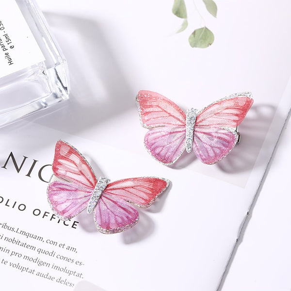 2Pcs/Pack Girls Beautiful Colorful Simulation Butterfly Hair Clips Sweet Hair Ornament Headband Hairpins Kids Hair Accessories