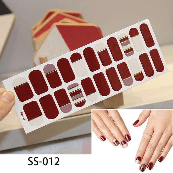 NEW STICKERS 22 Tips Beauty Nails DIY Adhesive Decal Nail Stickers Sliders Decoration Nails Art Accessories for Women Salon