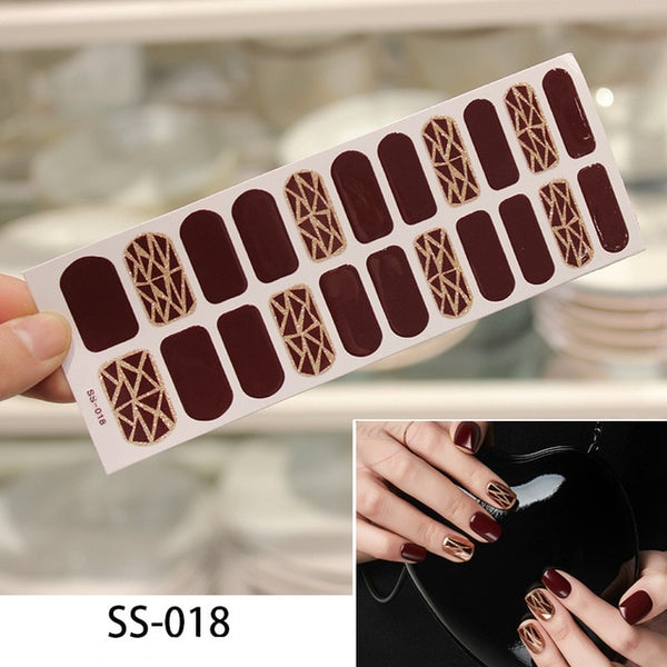 NEW STICKERS 22 Tips Beauty Nails DIY Adhesive Decal Nail Stickers Sliders Decoration Nails Art Accessories for Women Salon