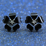 E0133 New Arrival Pink Flower Stud Earrings Korean Style Sweet Cute Earrings For Women Beautiful Crystal Accessories Girl's Gift