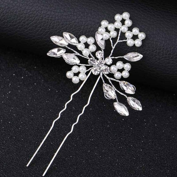 Rose Gold Prom Bride Bridesmaid Hair Accessories Pearl Hair Pin Clip Luxury Crystal Rhinestone Wedding Hairpins Sticks For Women