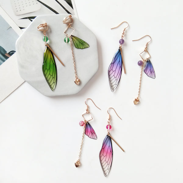 Timlee E042 Beautiful Fairy Tale Butterfly Wing Earring Asymmetric Dangle Earrings Fashion Accessories Wholesale