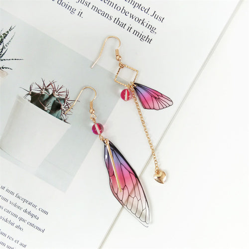 Timlee E042 Beautiful Fairy Tale Butterfly Wing Earring Asymmetric Dangle Earrings Fashion Accessories Wholesale