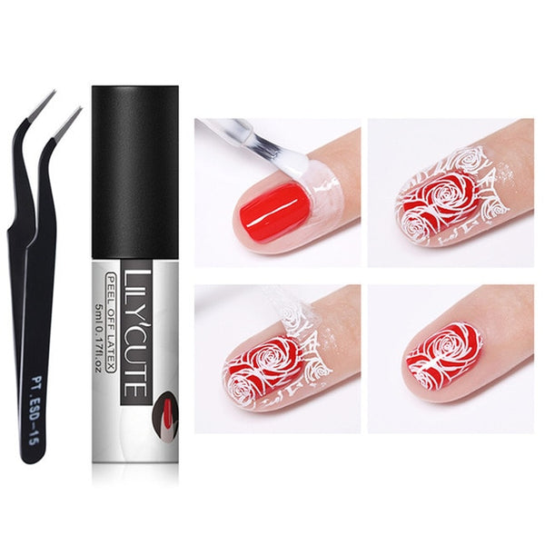 LILYCUTE 5ml White Peel Off Liquid Tape Odor-free Nail Edge Skin Care Cold-resistant Nail Art Gel Varnish Manicure Tool