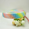 Hot sale fashion PU shining gradient hairband kids beautiful glitter rainbow hair accessories headband for women girls wholesale