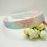 Hot sale fashion PU shining gradient hairband kids beautiful glitter rainbow hair accessories headband for women girls wholesale