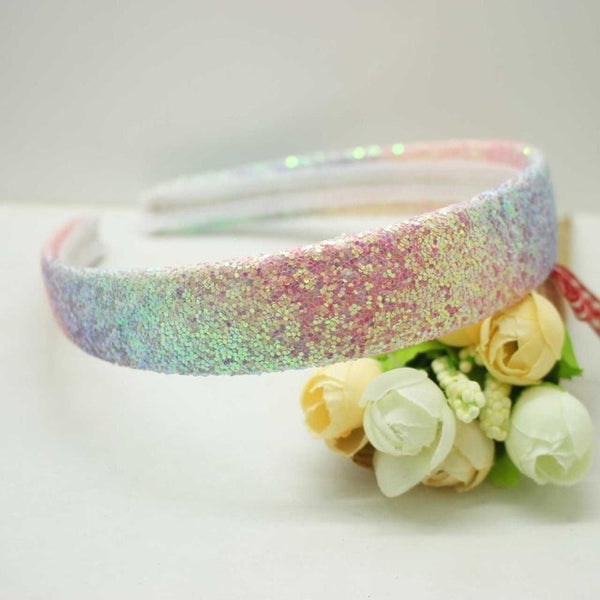 Hot sale fashion PU shining gradient hairband kids beautiful glitter rainbow hair accessories headband for women girls wholesale
