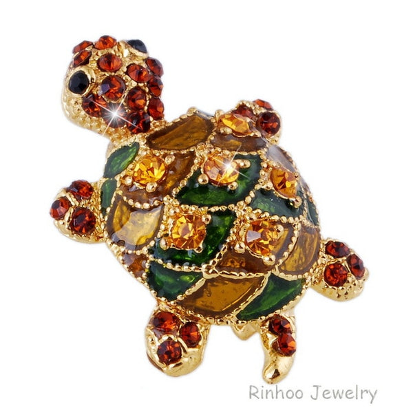 brooch dress accessories Beautiful brooches jewelry animal tortoise Brooches pin for party rhinestone colorful small cute women